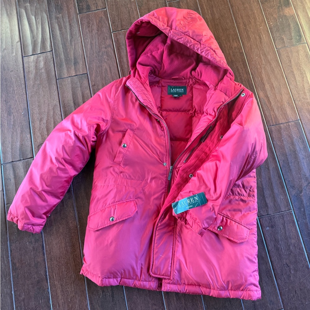 Ralph Lauren Women's Red Hooded Coat L
